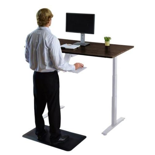 White and Black Bamboo Dual Motor Electric Office Adjustable Computer Desk. Picture 4