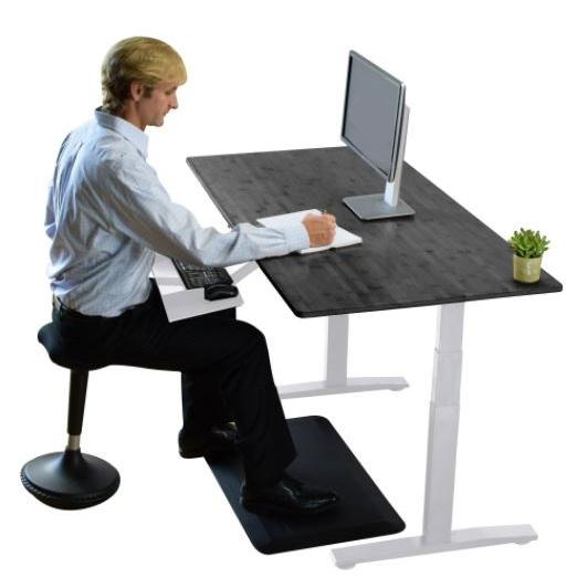 White and Black Bamboo Dual Motor Electric Office Adjustable Computer Desk. Picture 6