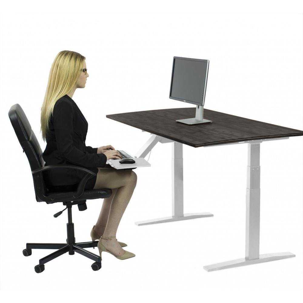 White and Black Bamboo Dual Motor Electric Office Adjustable Computer Desk. Picture 3
