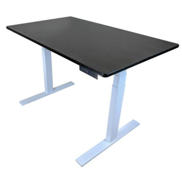 White and Black Bamboo Dual Motor Electric Office Adjustable Computer Desk. Picture 2