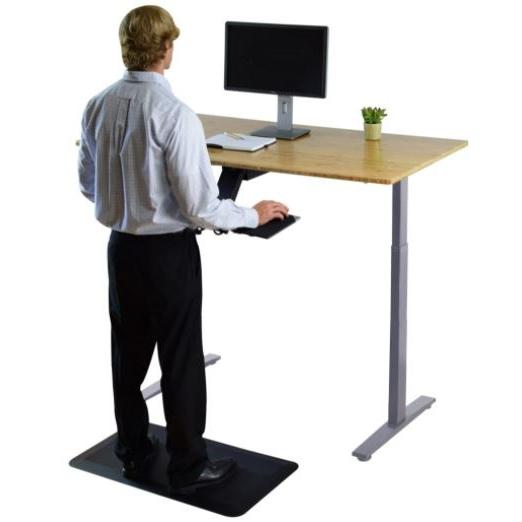 Gray and Natural Bamboo Dual Motor Electric Office Adjustable Computer Desk. Picture 6