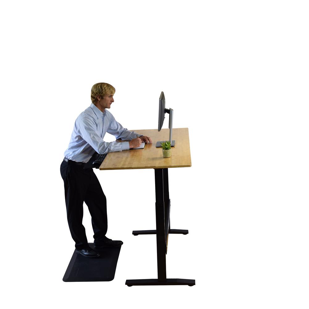 Black, Natural Bamboo 52" Dual Motor Electric Office Adjustable Computer Desk. Picture 4