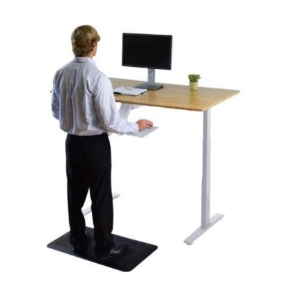 White, Natural Bamboo 52" Dual Motor Electric Office Adjustable Computer Desk. Picture 4