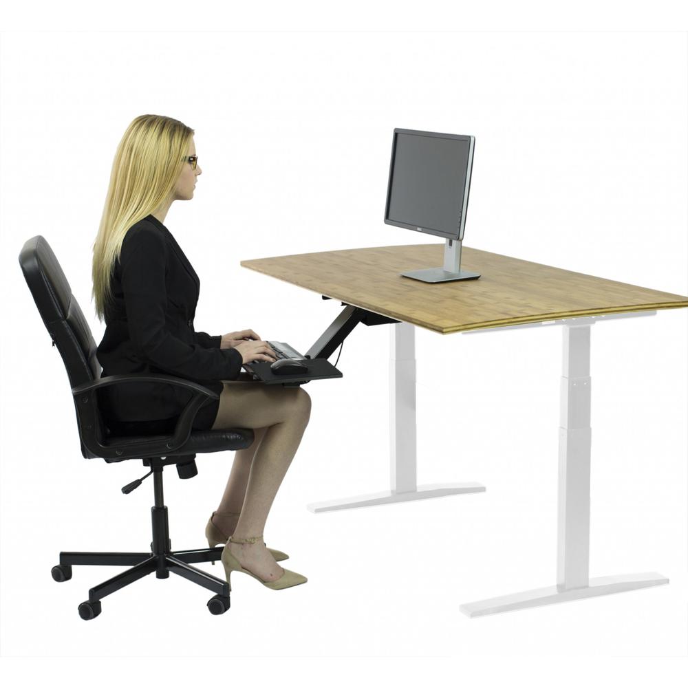 White, Natural Bamboo 52" Dual Motor Electric Office Adjustable Computer Desk. Picture 3