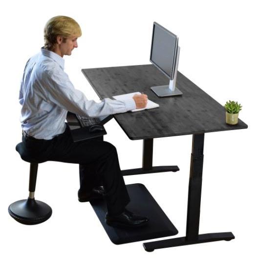 Black on Black 45" Bamboo Dual Motor Electric Office Adjustable Computer Desk. Picture 6
