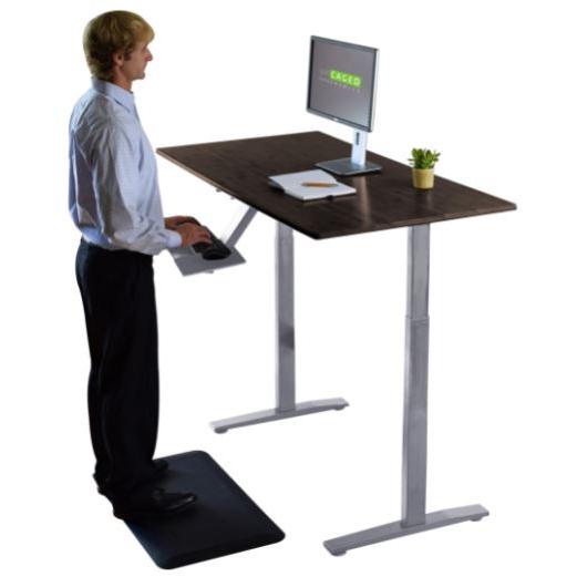 Gray and Black 45" Bamboo Dual Motor Electric Office Adjustable Computer Desk. Picture 4