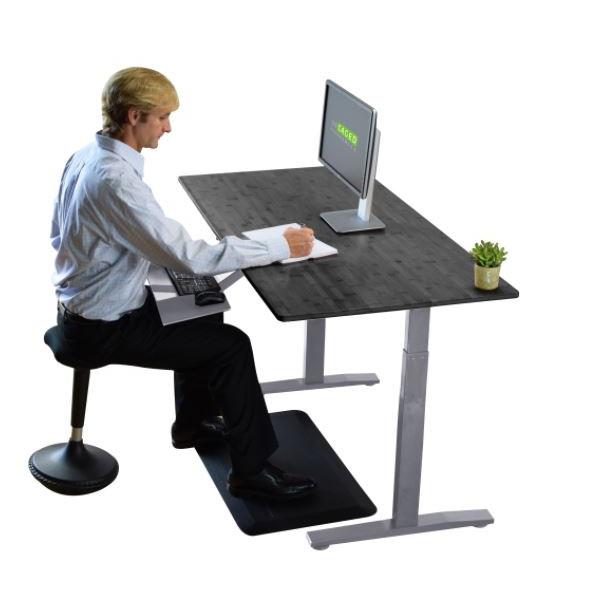 Gray and Black 45" Bamboo Dual Motor Electric Office Adjustable Computer Desk. Picture 6
