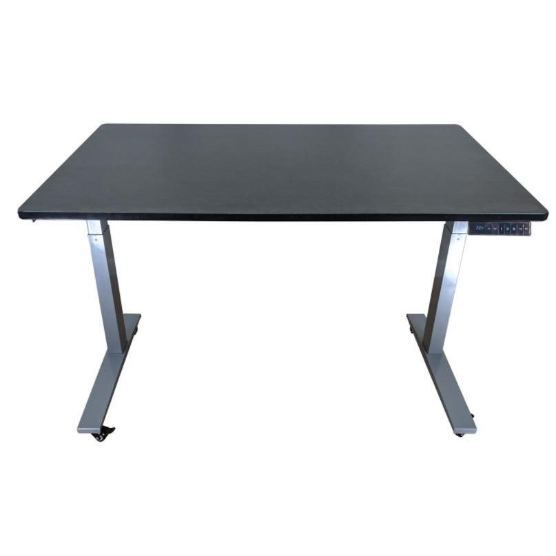 Gray and Black 45" Bamboo Dual Motor Electric Office Adjustable Computer Desk. Picture 1