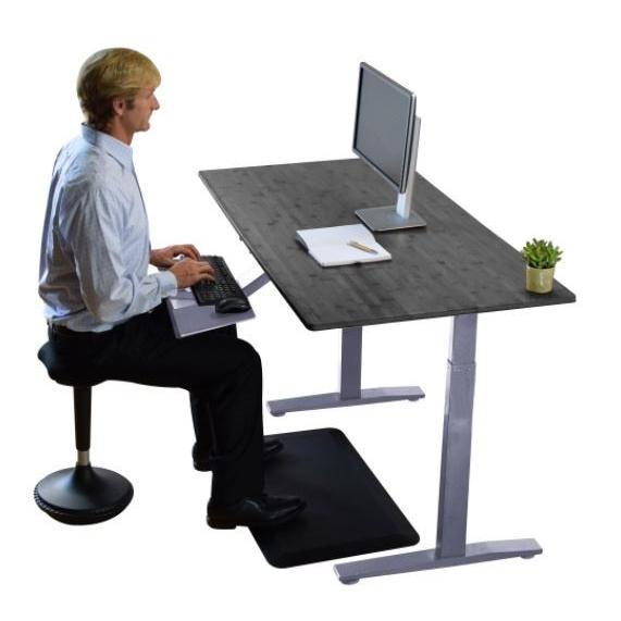 Gray and Black 45" Bamboo Dual Motor Electric Office Adjustable Computer Desk. Picture 3
