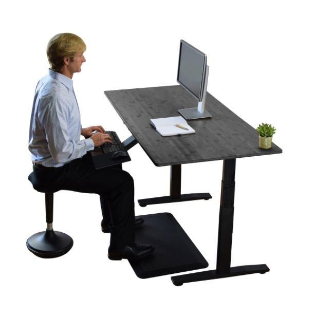 Black on Black 52" Bamboo Dual Motor Electric Office Adjustable Computer Desk. Picture 4