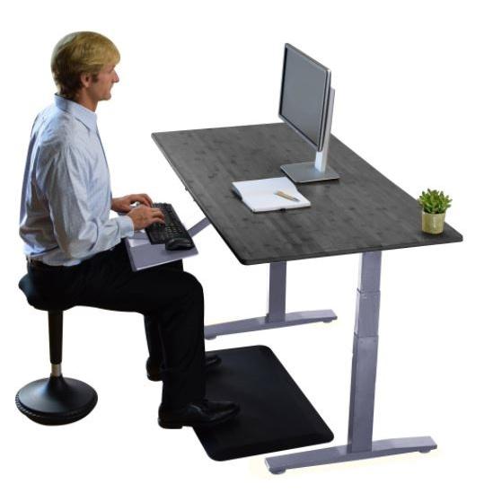Gray and Black 52" Bamboo Dual Motor Electric Office Adjustable Computer Desk. Picture 4