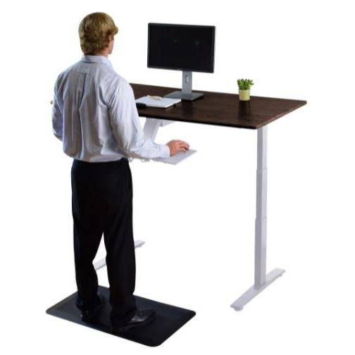 White and Black 52" Bamboo Dual Motor Electric Office Adjustable Computer Desk. Picture 4