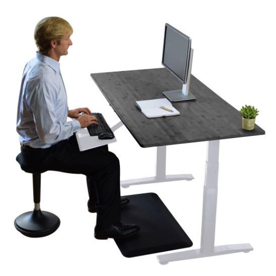 White and Black 52" Bamboo Dual Motor Electric Office Adjustable Computer Desk. Picture 5