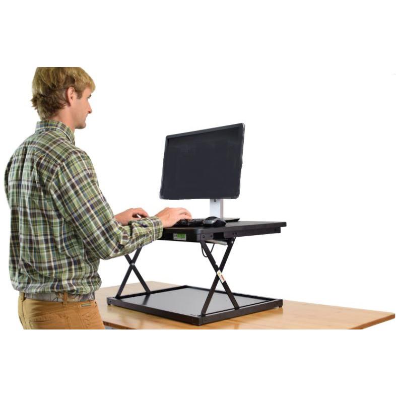 Small Black Adjustable Standing Desk Converter. Picture 1