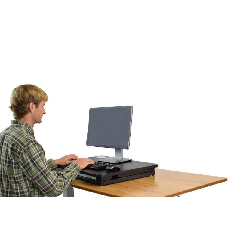 Small Black Adjustable Standing Desk Converter. Picture 3