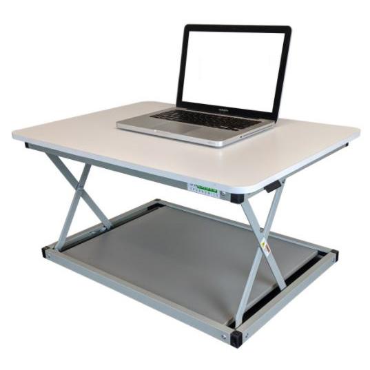 Small Silver Adjustable Standing Desk Converter. Picture 2