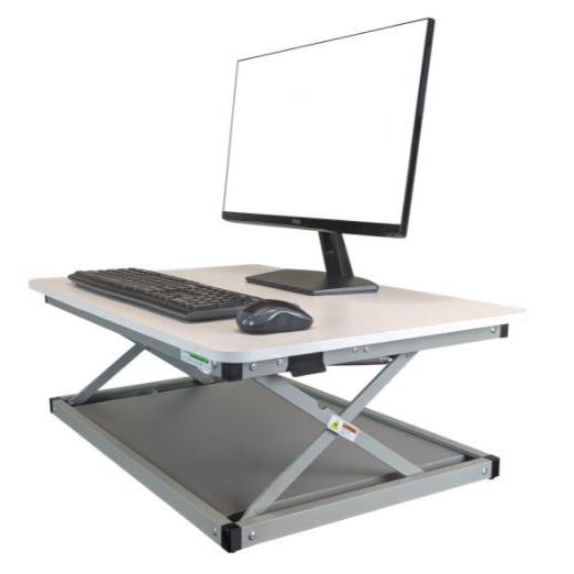 Small Silver Adjustable Standing Desk Converter. Picture 5