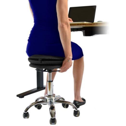 Black and Chrome Active Sitting Rolling Balance Desk Chair. Picture 2