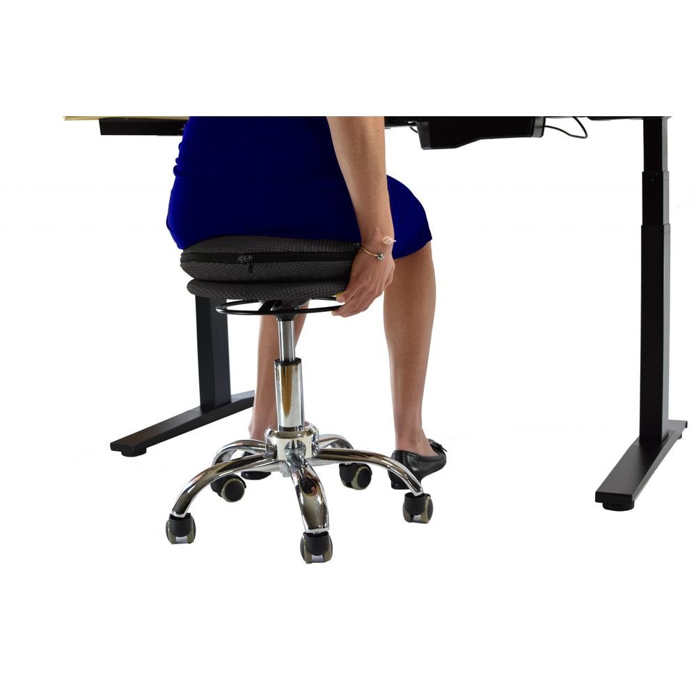 Black and Chrome Active Sitting Rolling Balance Desk Chair. Picture 7
