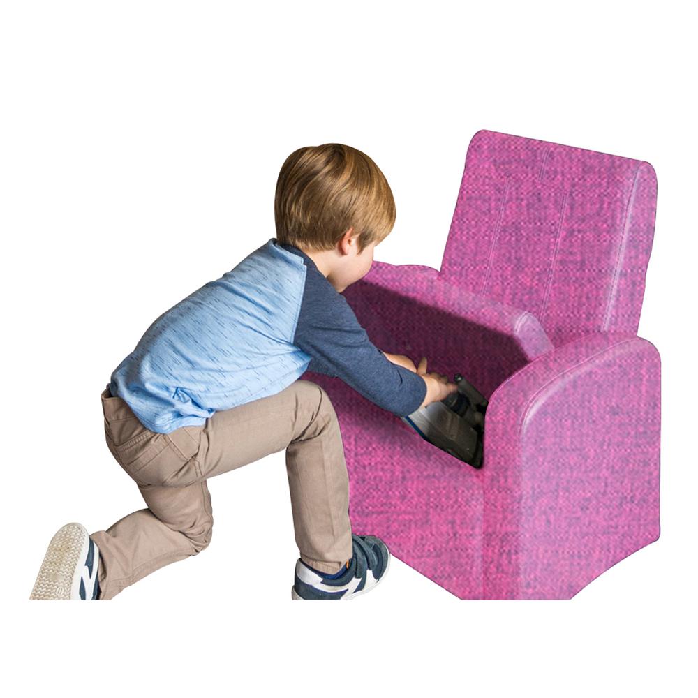 Kids Pink Comfy Upholstered Recliner Chair with Storage. Picture 7