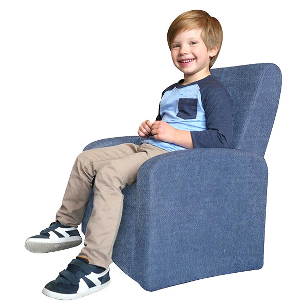 Kids Blue Comfy Upholstered Recliner Chair with Storage. Picture 2