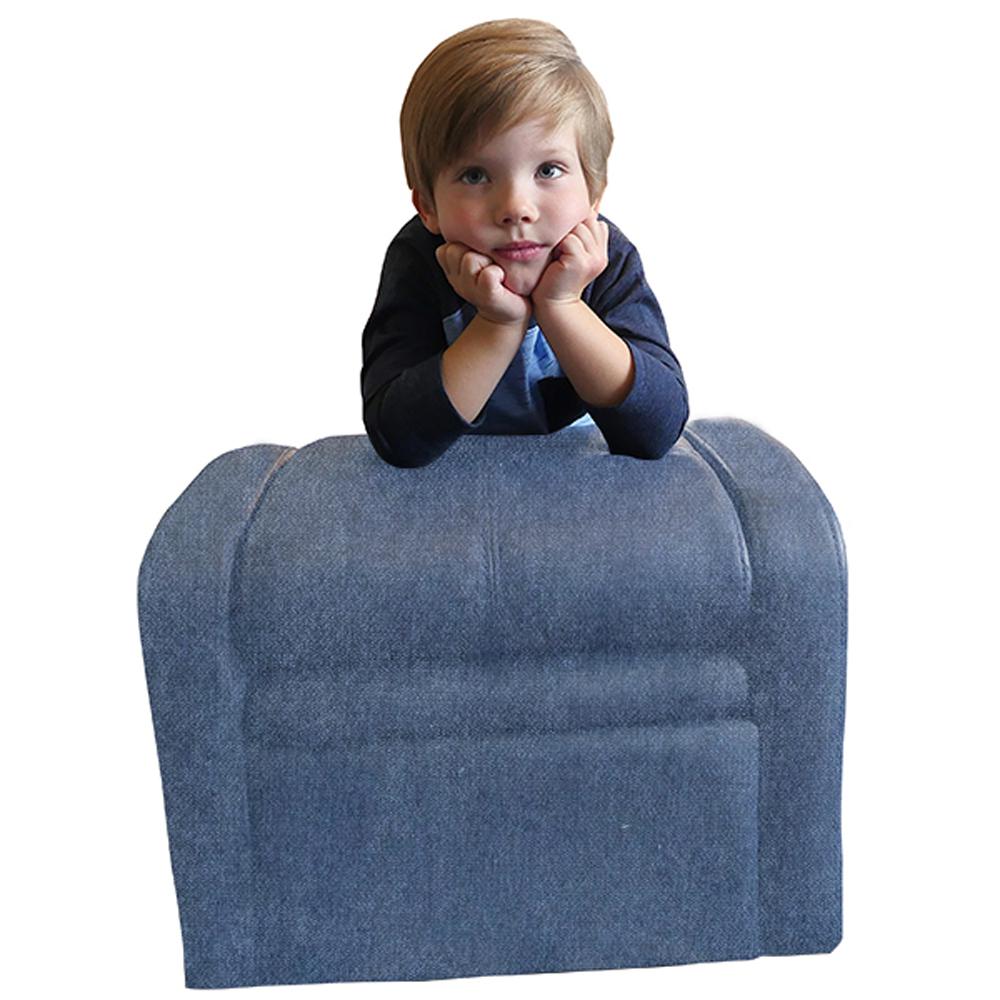 Kids Blue Comfy Upholstered Recliner Chair with Storage. Picture 3