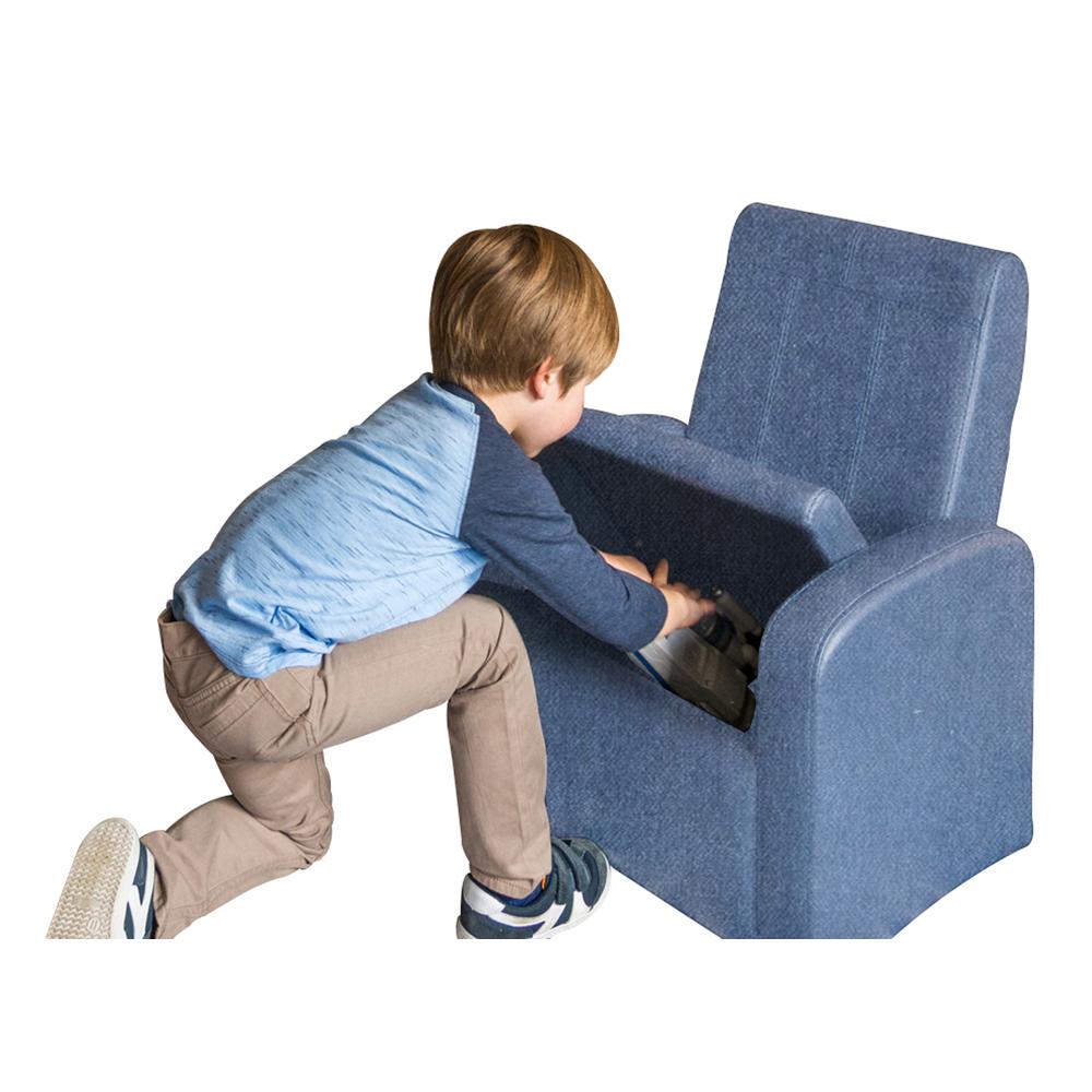 Kids Blue Comfy Upholstered Recliner Chair with Storage. Picture 7