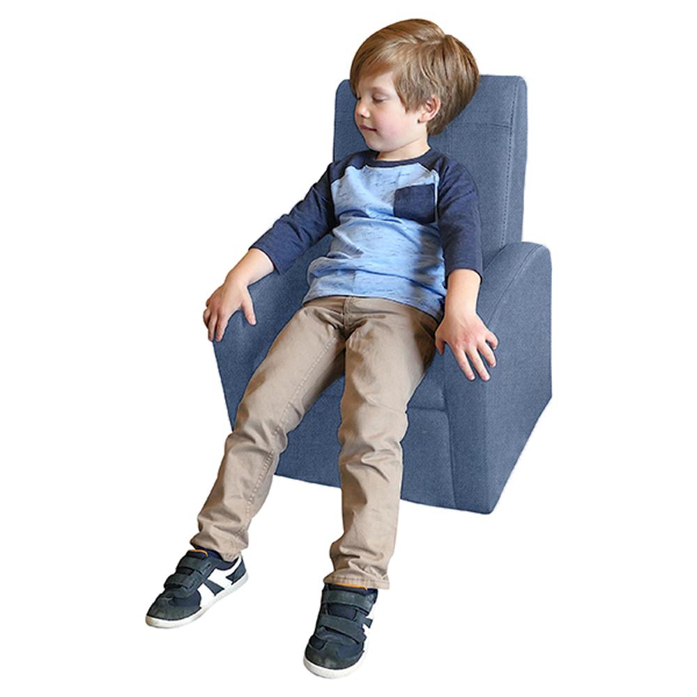 Kids Blue Comfy Upholstered Recliner Chair with Storage. Picture 4