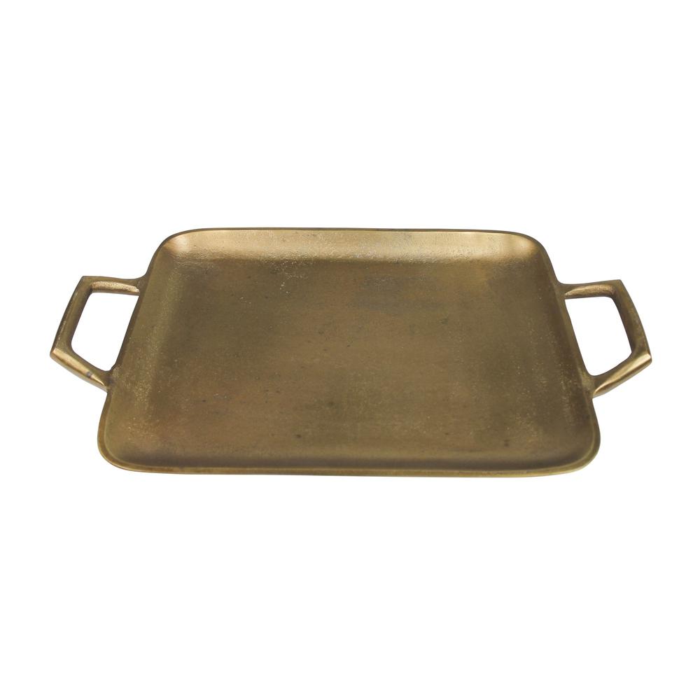 Petite Gold Metal Square Tray Gold. Picture 1