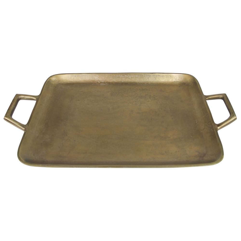 Jumbo Gold Metal Square Tray Gold. Picture 1