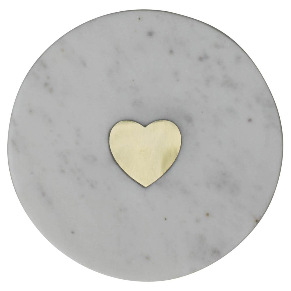 Heart Inlay Marble Serving Tray White. Picture 1