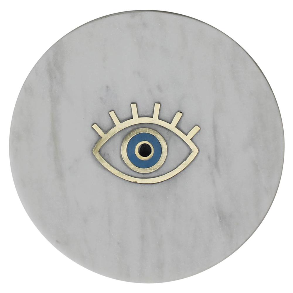 Eye Inlay Marble Serving Tray White / Gold. Picture 1