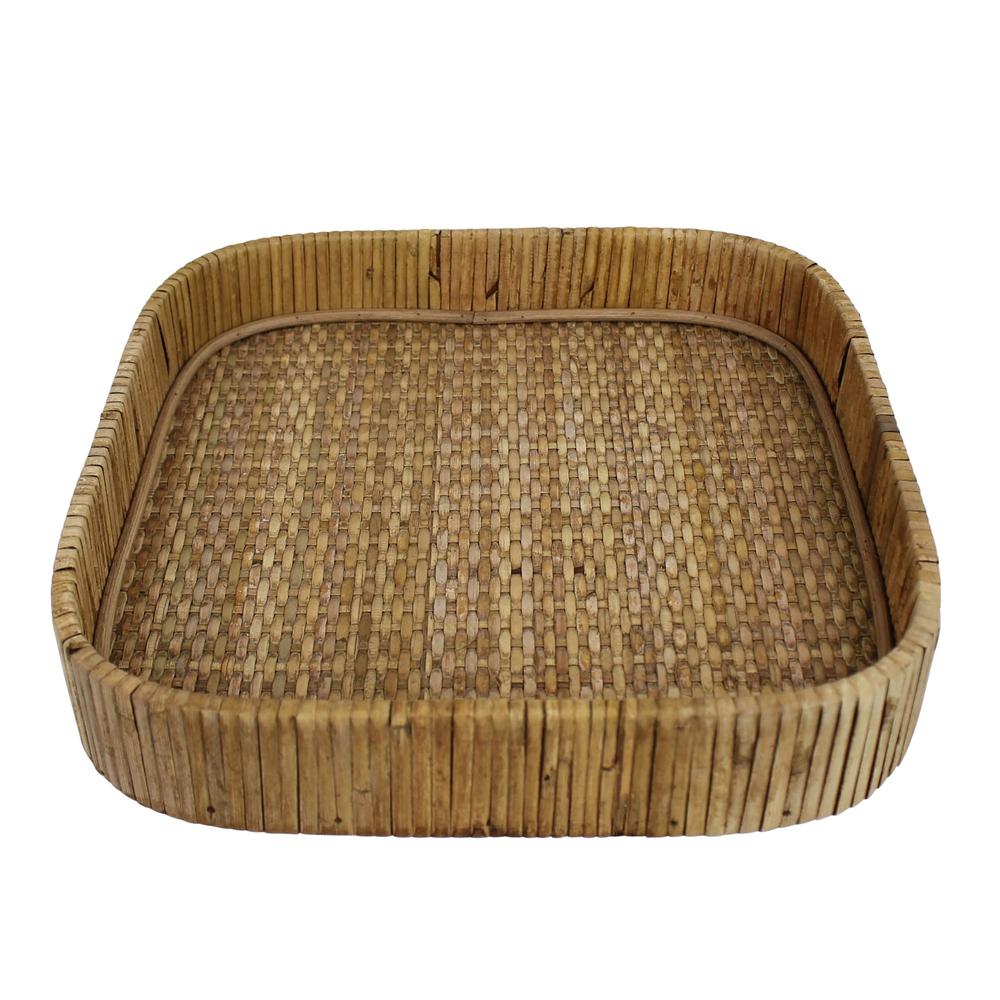 Braided Bamboo Square Tray Natural. Picture 1