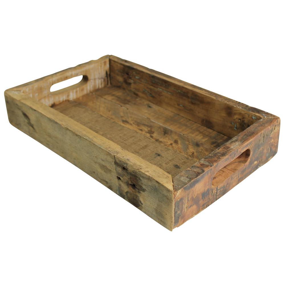 Petite Wooden Block Serving Tray Natural. Picture 1
