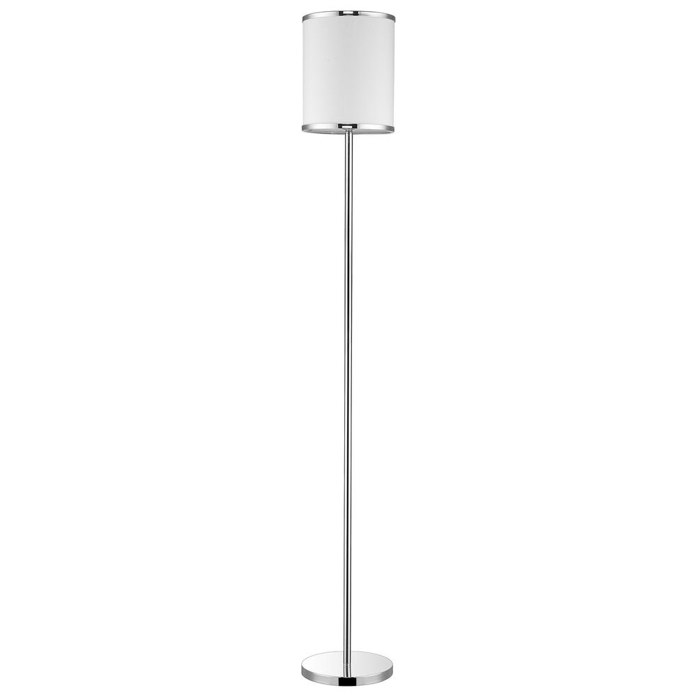 65" Chrome Traditional Shaped Floor Lamp With White Drum Shade. Picture 2