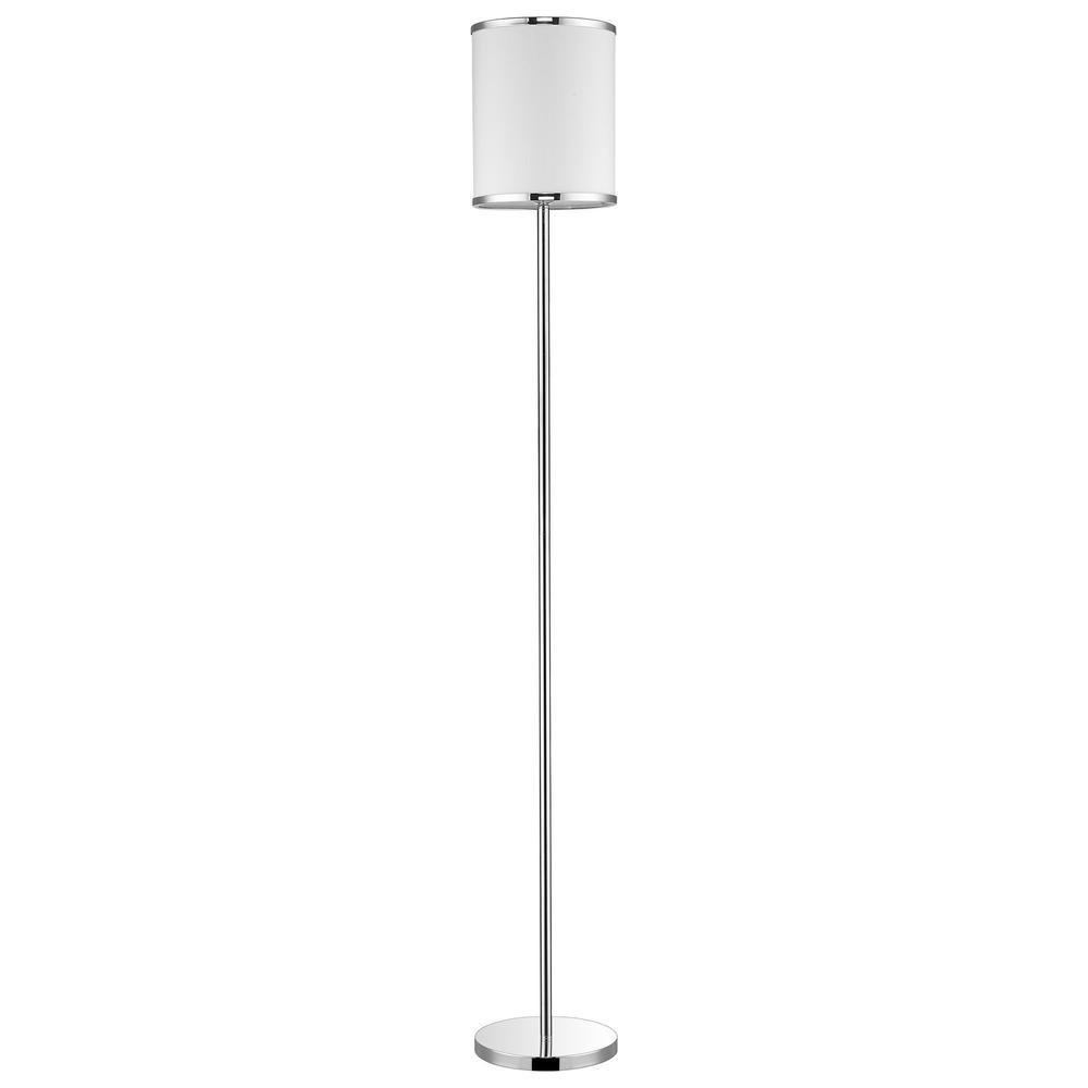 65" Chrome Traditional Shaped Floor Lamp With White Drum Shade. Picture 3