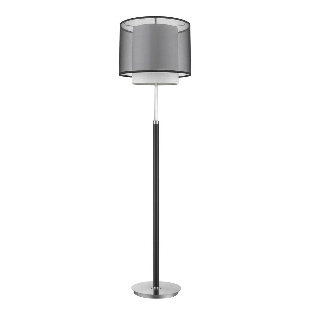 62" Chrome Traditional Shaped Floor Lamp With Black And White Drum Shade. Picture 2