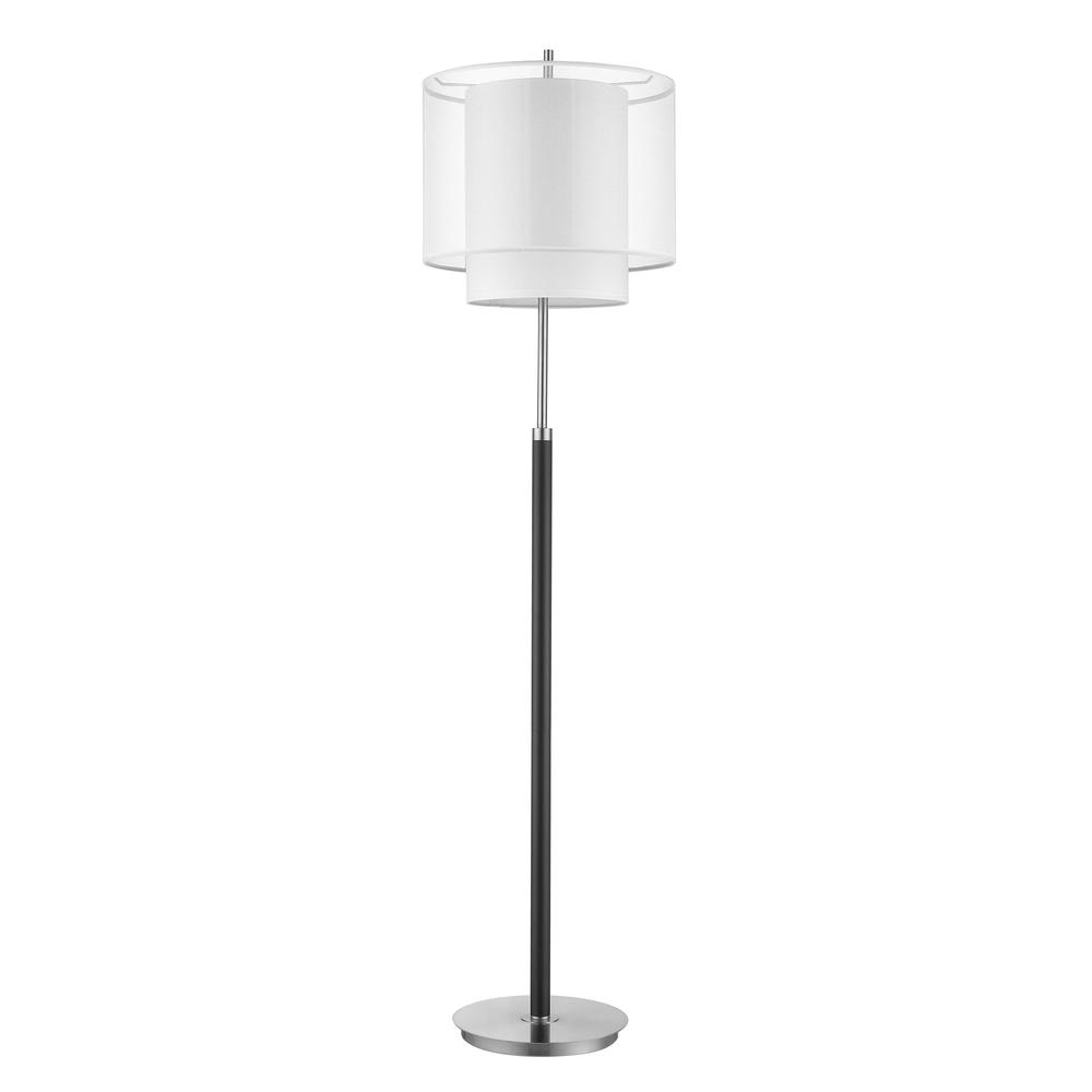 62" Chrome Traditional Shaped Floor Lamp With White Drum Shade. Picture 2