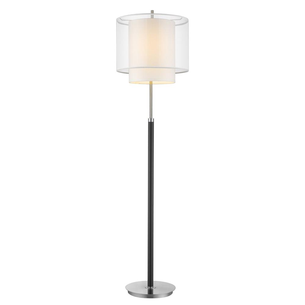62" Chrome Traditional Shaped Floor Lamp With White Drum Shade. Picture 1