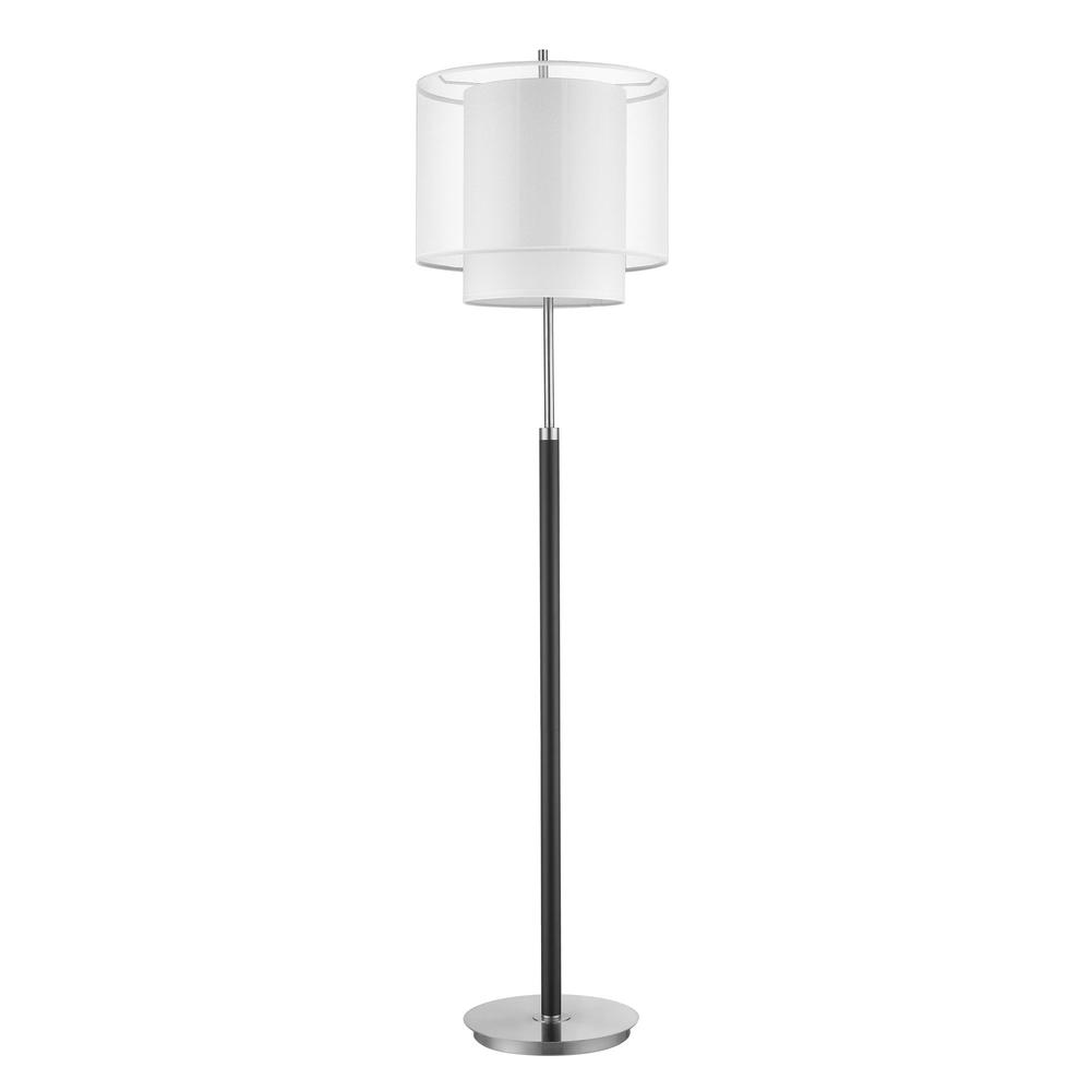 62" Chrome Traditional Shaped Floor Lamp With White Drum Shade. Picture 3