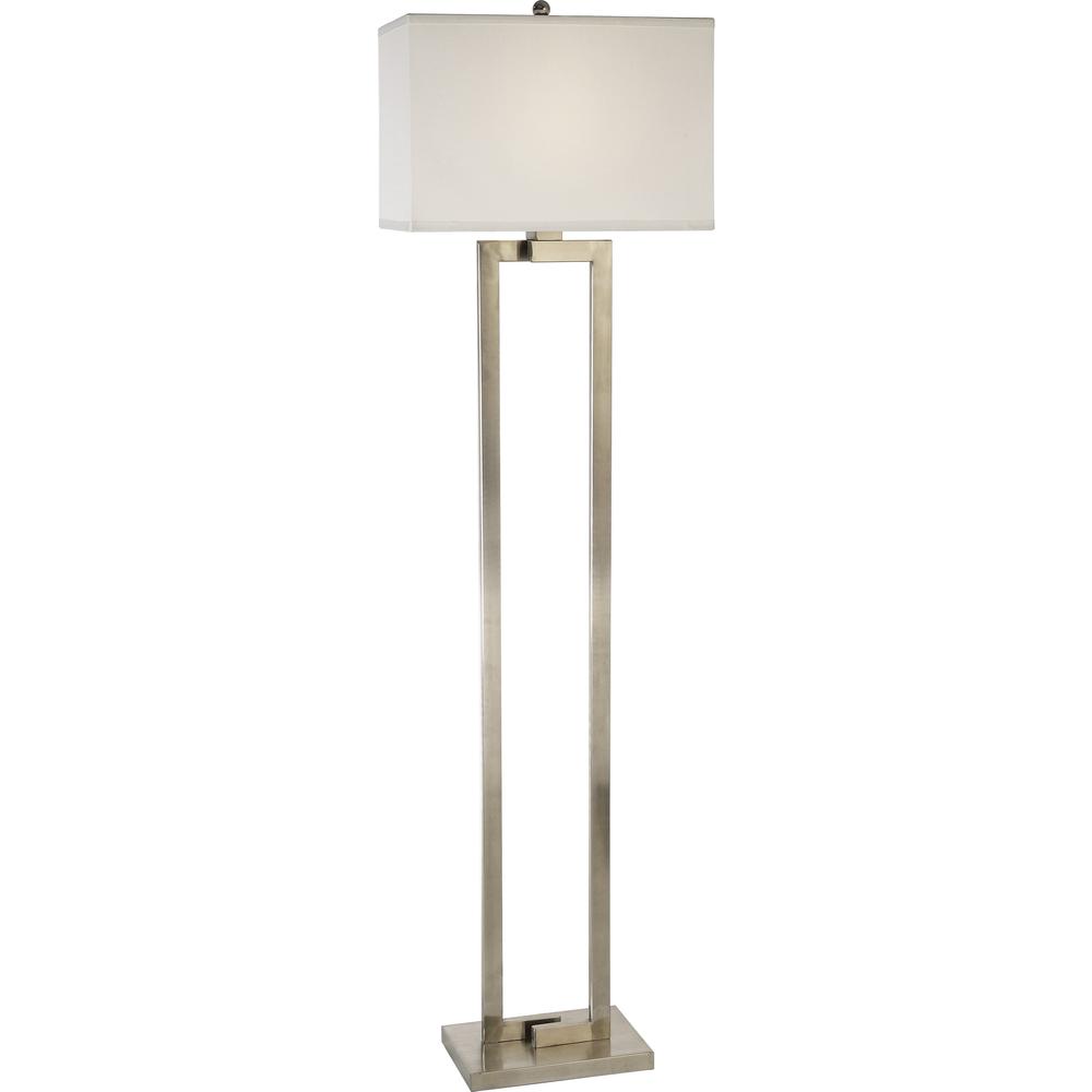 61" Nickel Traditional Shaped Floor Lamp With White Rectangular Shade. Picture 1