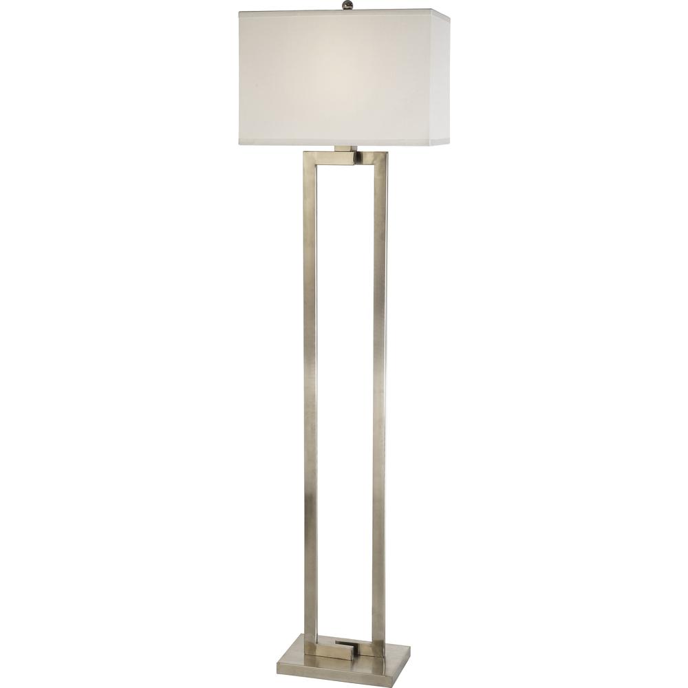 61" Nickel Traditional Shaped Floor Lamp With White Rectangular Shade. Picture 2