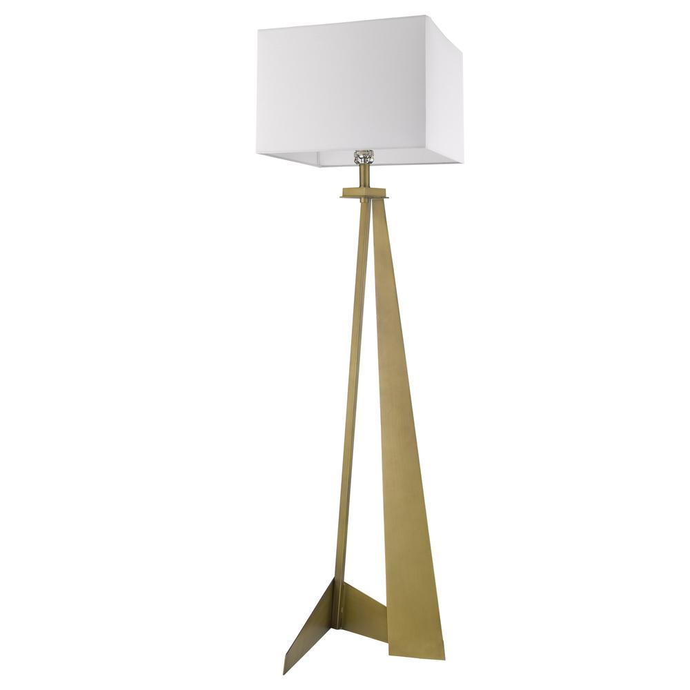 60" Brass Traditional Shaped Floor Lamp With White Novelty Shade. Picture 2