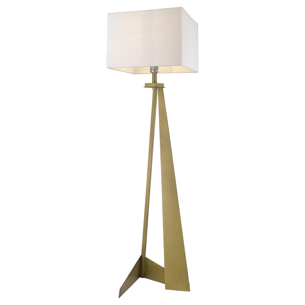 60" Brass Traditional Shaped Floor Lamp With White Novelty Shade. Picture 3