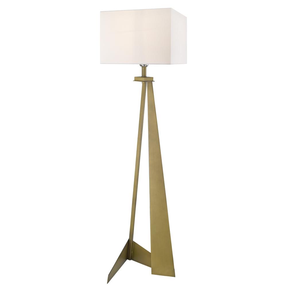 60" Brass Traditional Shaped Floor Lamp With White Novelty Shade. Picture 4