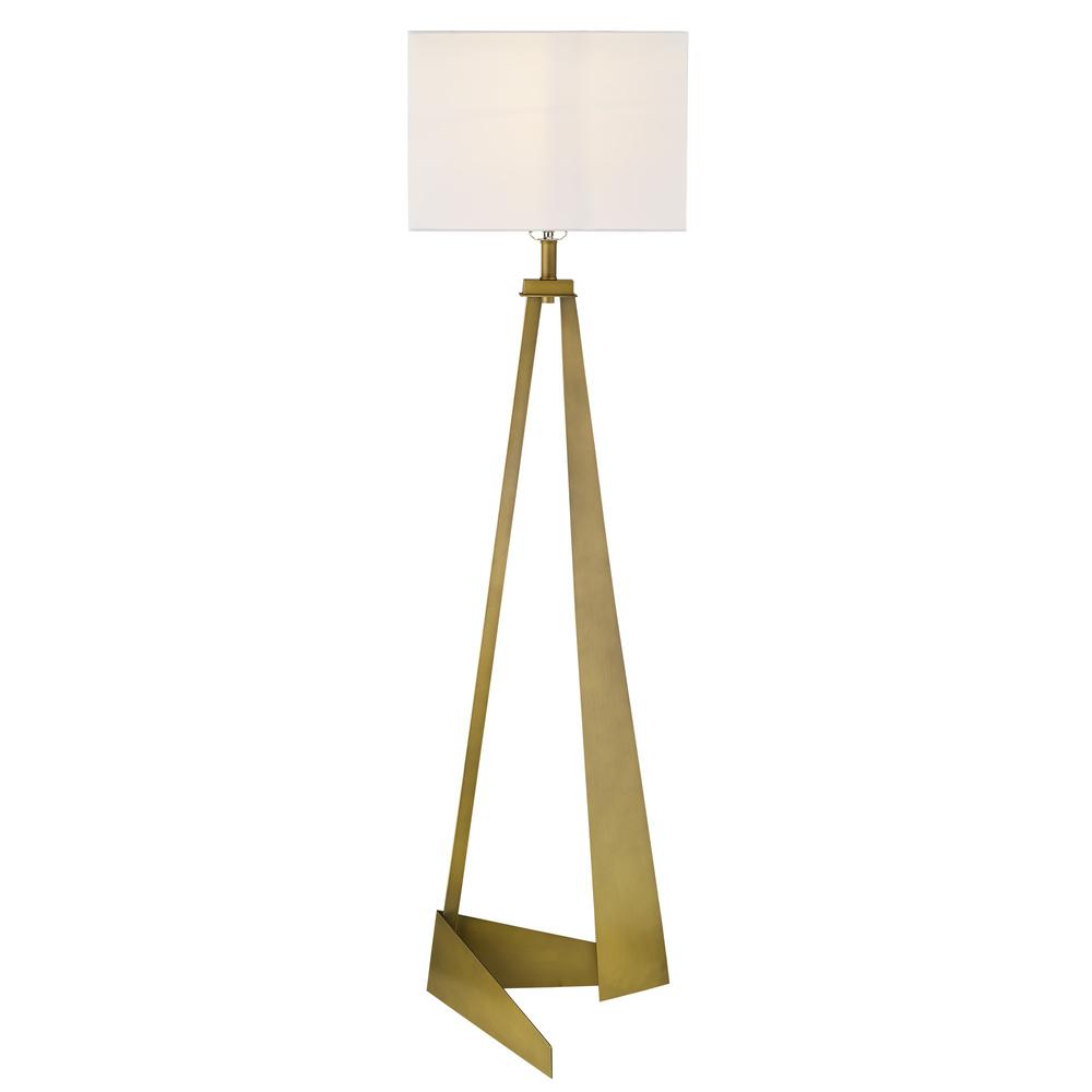 60" Brass Traditional Shaped Floor Lamp With White Novelty Shade. Picture 5