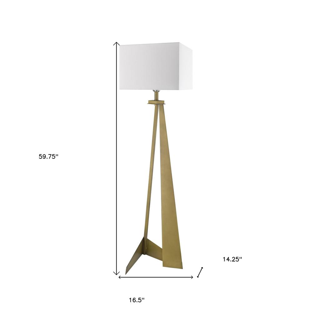 60" Brass Traditional Shaped Floor Lamp With White Novelty Shade. Picture 7