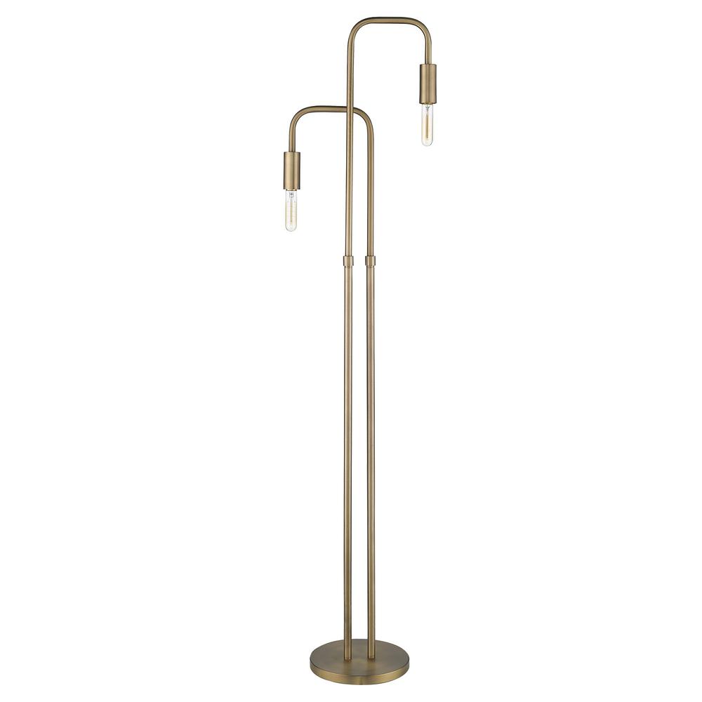 63" Brass Two Light Torchiere Floor Lamp. Picture 2