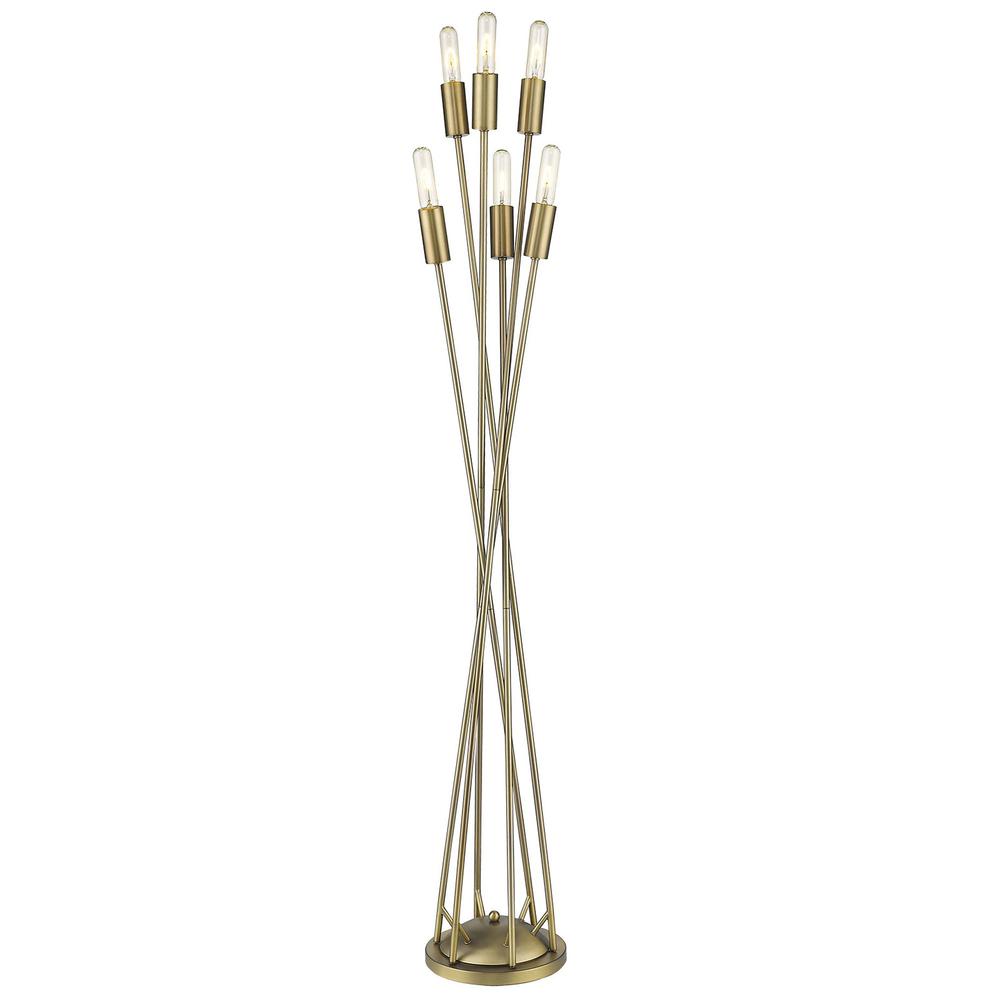 60" Brass Six Light Torchiere Floor Lamp. Picture 2
