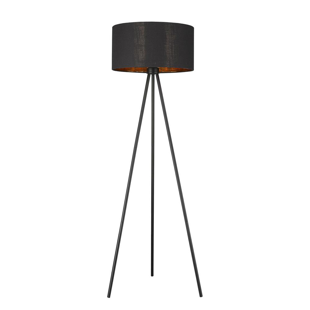 58" Matte Tripod Floor Lamp With Black Drum Shade. Picture 2